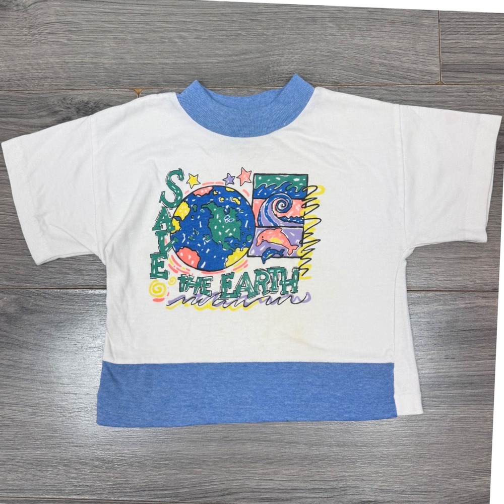Vintage Buster Brown Save The Earth T Shirt Kids Youth Earth Day Graphic Tee 2T